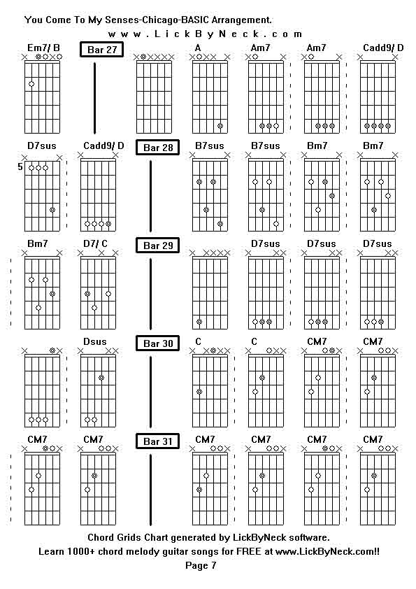 Chord Grids Chart of chord melody fingerstyle guitar song-You Come To My Senses-Chicago-BASIC Arrangement,generated by LickByNeck software.